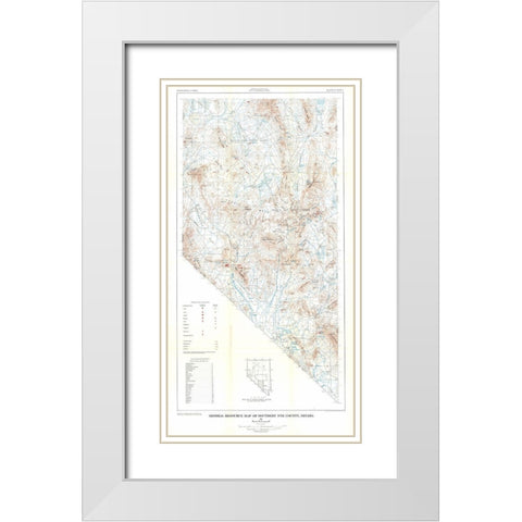 Southern Nye County Minerals NV Mines White Modern Wood Framed Art Print with Double Matting by Cornwall