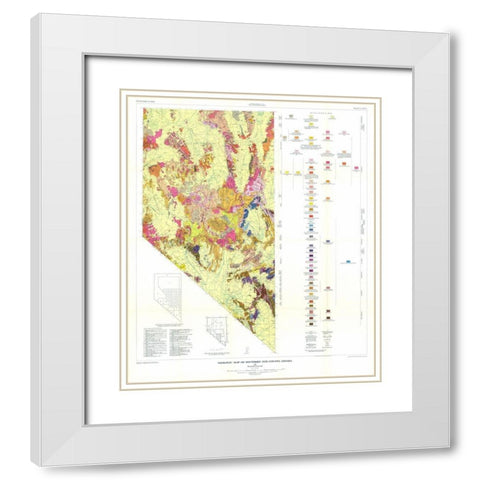 S Nye County  NV Mines - Cornwall  1967 White Modern Wood Framed Art Print with Double Matting by Cornwall