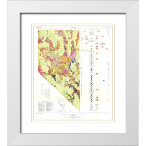 S Nye County  NV Mines - Cornwall  1967 White Modern Wood Framed Art Print with Double Matting by Cornwall