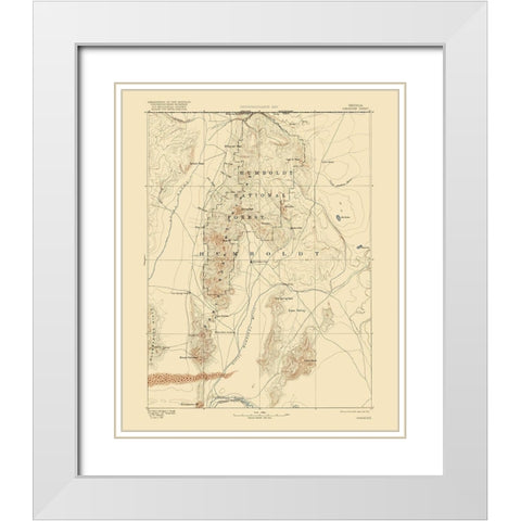 Paradise Nevada Sheet - USGS 1893 White Modern Wood Framed Art Print with Double Matting by USGS