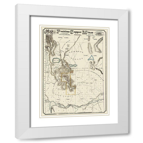 Peavine Copper Mines Nevada - Hatch 1867 White Modern Wood Framed Art Print with Double Matting by Hatch