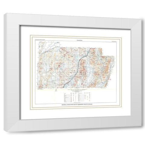Pershing County Minerals Nevada Mines White Modern Wood Framed Art Print with Double Matting by Johnson