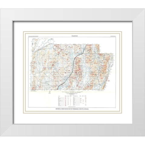 Pershing County Minerals Nevada Mines White Modern Wood Framed Art Print with Double Matting by Johnson