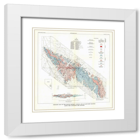 Pioche District Castleton Ore Channel NV Mines White Modern Wood Framed Art Print with Double Matting by USGS