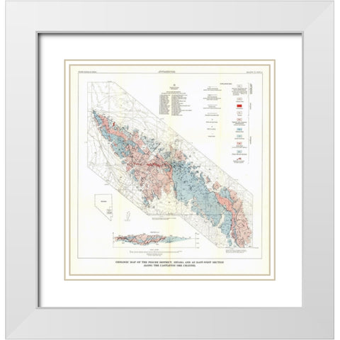 Pioche District Castleton Ore Channel NV Mines White Modern Wood Framed Art Print with Double Matting by USGS