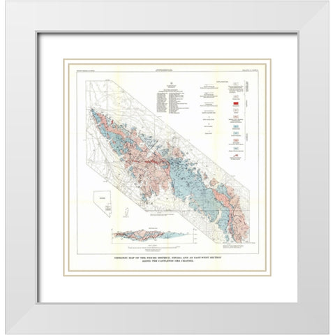Pioche District Castleton Ore Channel NV Mines White Modern Wood Framed Art Print with Double Matting by USGS