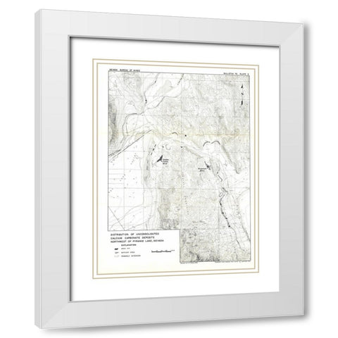 Lake Pyramid Calcium Nevada Mines - USGS 1966 White Modern Wood Framed Art Print with Double Matting by USGS