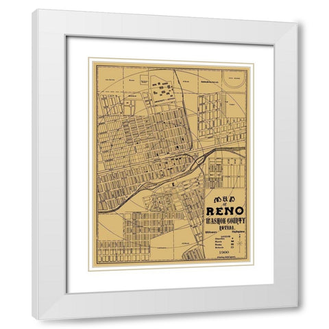 Reno Nevada Landowner - Stewart 1900 White Modern Wood Framed Art Print with Double Matting by Stewart