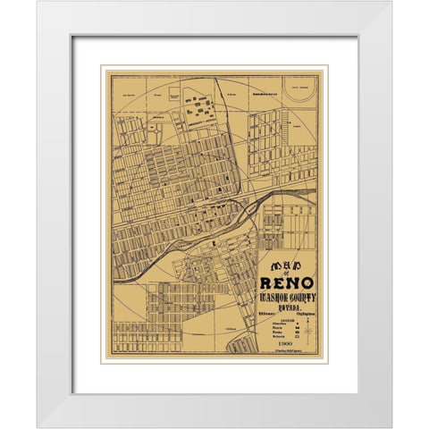 Reno Nevada Landowner - Stewart 1900 White Modern Wood Framed Art Print with Double Matting by Stewart