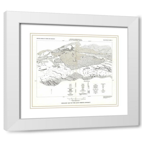 Sand Springs District Nevada Mines - USGS 1951 White Modern Wood Framed Art Print with Double Matting by USGS