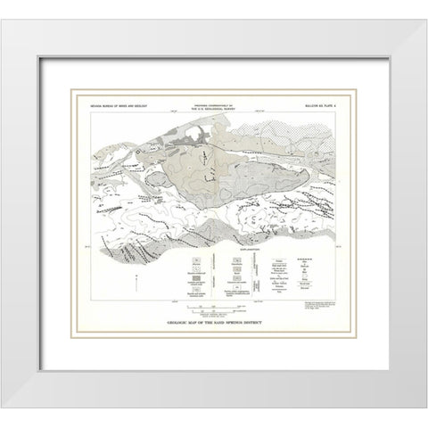 Sand Springs District Nevada Mines - USGS 1951 White Modern Wood Framed Art Print with Double Matting by USGS