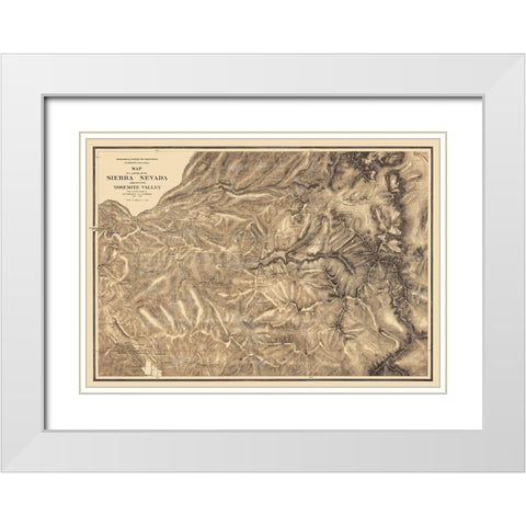 Part of Sierra Nevada California - Whitney 1867 White Modern Wood Framed Art Print with Double Matting by Whitney