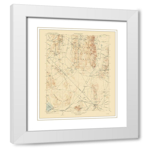 Tonopah Nevada Quad - USGS 1908 White Modern Wood Framed Art Print with Double Matting by USGS