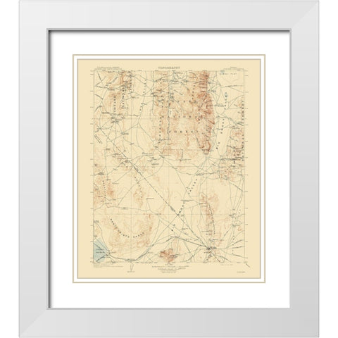 Tonopah Nevada Quad - USGS 1908 White Modern Wood Framed Art Print with Double Matting by USGS