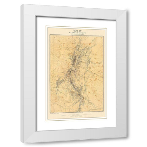 Washoe Mining District Claims Nevada - Hoffman White Modern Wood Framed Art Print with Double Matting by Hoffman