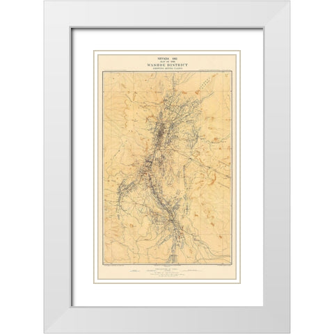 Washoe Mining District Claims Nevada - Hoffman White Modern Wood Framed Art Print with Double Matting by Hoffman