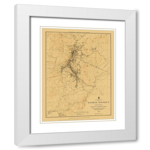 Washoe District Outline Comstock Lode Nevada White Modern Wood Framed Art Print with Double Matting by USGS