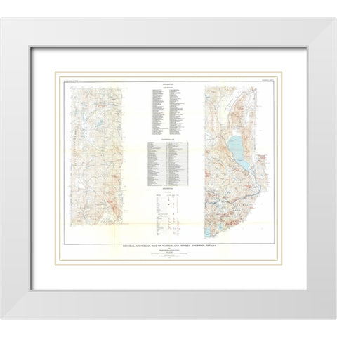 Washoe Storey Counties Mineral NV Mines White Modern Wood Framed Art Print with Double Matting by Bonham