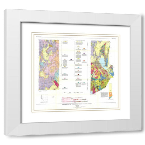 Washoe Storey Counties Nevada Mines - Bonham 1969 White Modern Wood Framed Art Print with Double Matting by Bonham