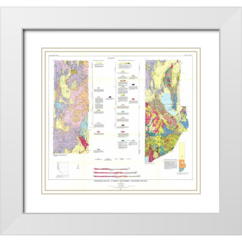 Washoe Storey Counties Nevada Mines - Bonham 1969 White Modern Wood Framed Art Print with Double Matting by Bonham