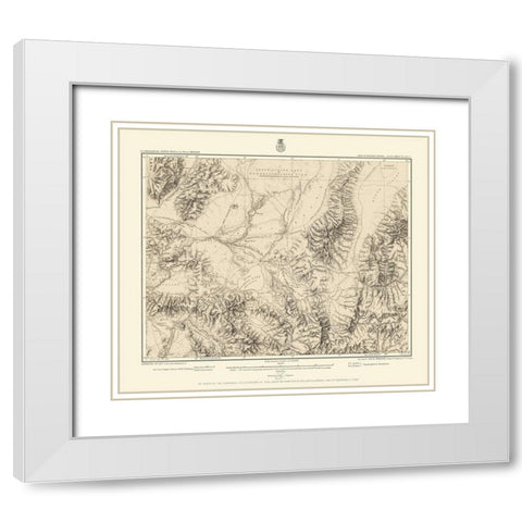 Western Nevada Geographical Sheet - US Army 1882 White Modern Wood Framed Art Print with Double Matting by US Army