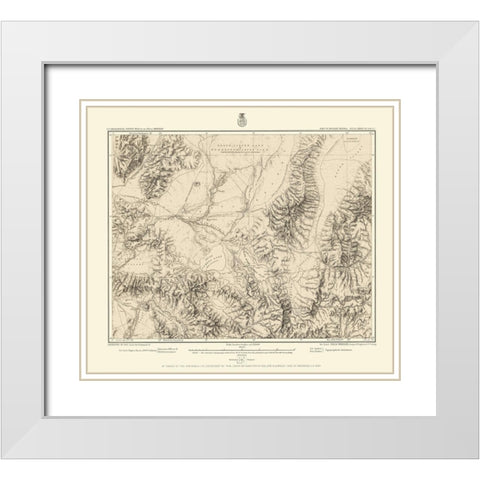 Western Nevada Geographical Sheet - US Army 1882 White Modern Wood Framed Art Print with Double Matting by US Army