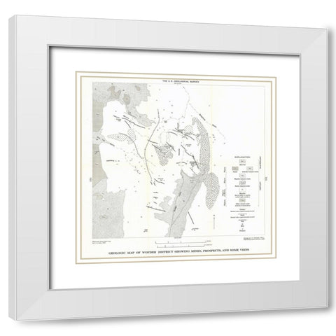 Wonder District Mines Prospects Veins NV White Modern Wood Framed Art Print with Double Matting by USGS