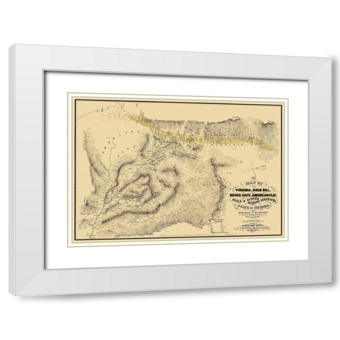 Gold Silver Mining Districts Nevada White Modern Wood Framed Art Print with Double Matting by Higginson