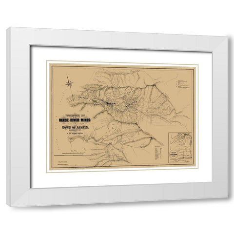 Austin Reese River Mine District Nevada White Modern Wood Framed Art Print with Double Matting by Allardt