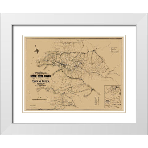 Austin Reese River Mine District Nevada White Modern Wood Framed Art Print with Double Matting by Allardt