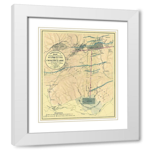 Sultro Tunnel Comstock Lode Nevada - Hoffmann 1866 White Modern Wood Framed Art Print with Double Matting by Hoffmann
