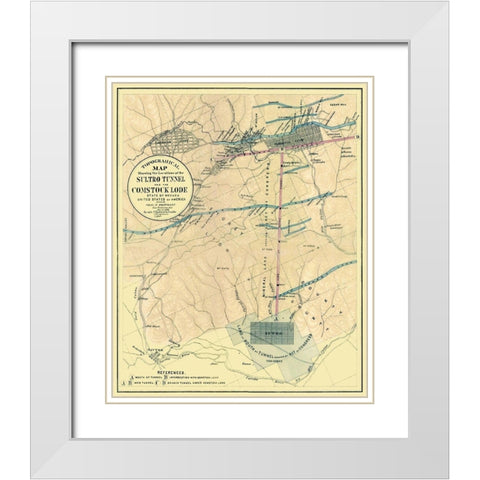 Sultro Tunnel Comstock Lode Nevada - Hoffmann 1866 White Modern Wood Framed Art Print with Double Matting by Hoffmann