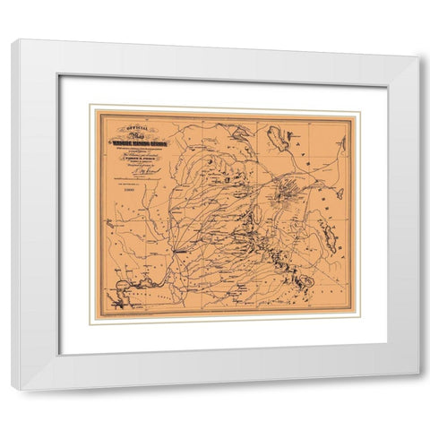 Washoe Mining Region California - Pierce 1860 White Modern Wood Framed Art Print with Double Matting by Pierce