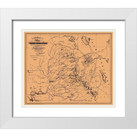 Washoe Mining Region California - Pierce 1860 White Modern Wood Framed Art Print with Double Matting by Pierce