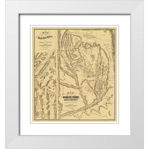 White Pine Range Mining Landowner NV White Modern Wood Framed Art Print with Double Matting by Bancroft
