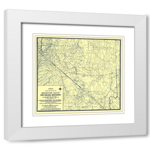 Prospectors Mining District Nevada - Denny 1905 White Modern Wood Framed Art Print with Double Matting by Denny