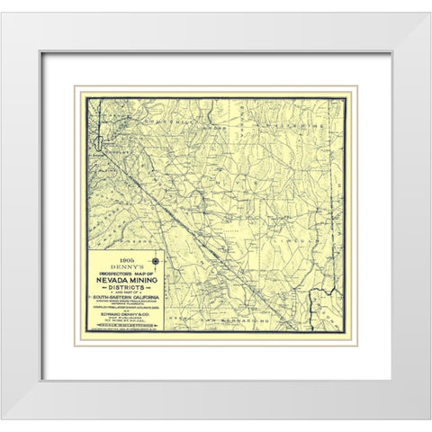 Prospectors Mining District Nevada - Denny 1905 White Modern Wood Framed Art Print with Double Matting by Denny