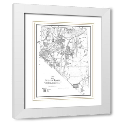 Nevada - Dept of Interior 1866 White Modern Wood Framed Art Print with Double Matting by DOI