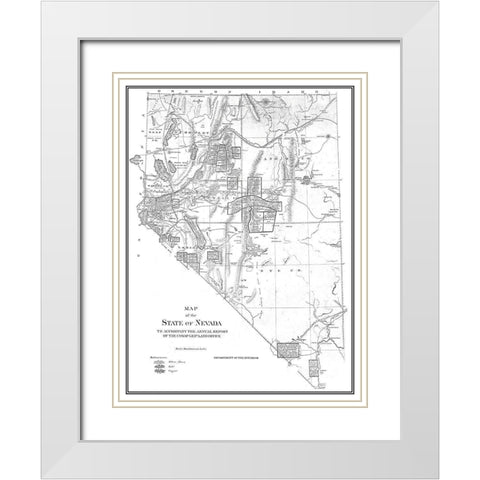 Nevada - Dept of Interior 1866 White Modern Wood Framed Art Print with Double Matting by DOI