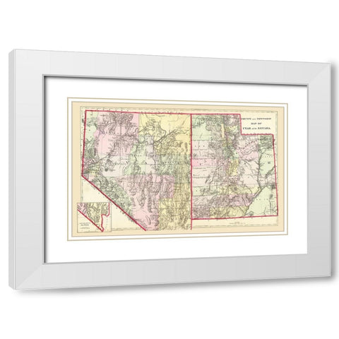 Nevada, Utah - Mitchell 1890 White Modern Wood Framed Art Print with Double Matting by Mitchell