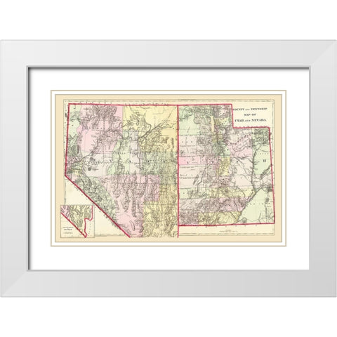 Nevada, Utah - Mitchell 1890 White Modern Wood Framed Art Print with Double Matting by Mitchell