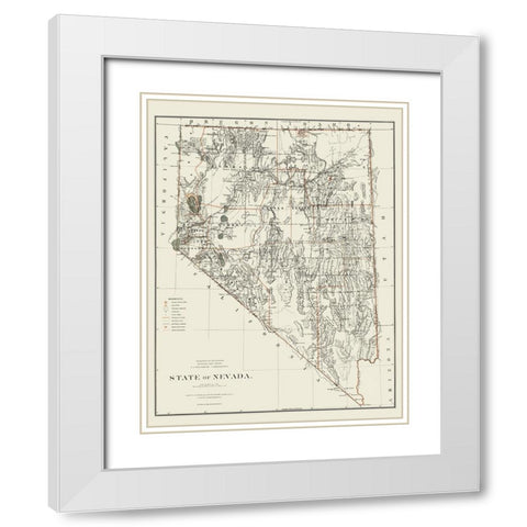 Nevada - USGLO 1879 White Modern Wood Framed Art Print with Double Matting by USGLO