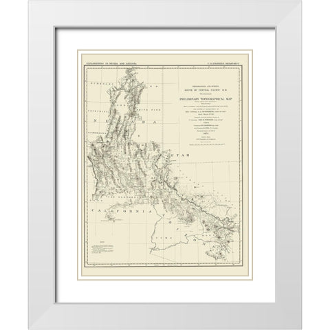 Explorations Nevada Arizona - Wheeler 1871 White Modern Wood Framed Art Print with Double Matting by Wheeler
