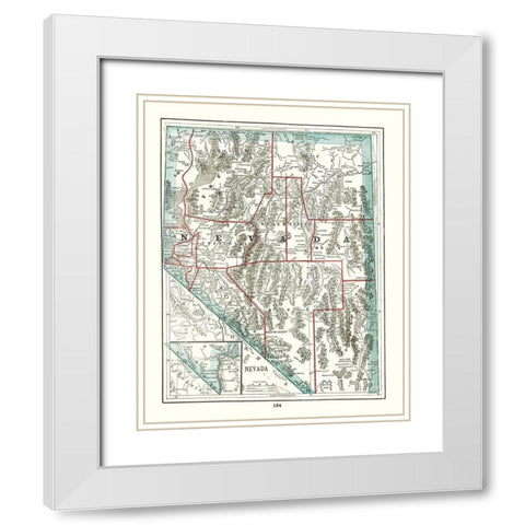 Nevada - Rathbun 1893 White Modern Wood Framed Art Print with Double Matting by Rathbun