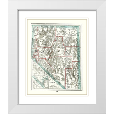 Nevada - Rathbun 1893 White Modern Wood Framed Art Print with Double Matting by Rathbun