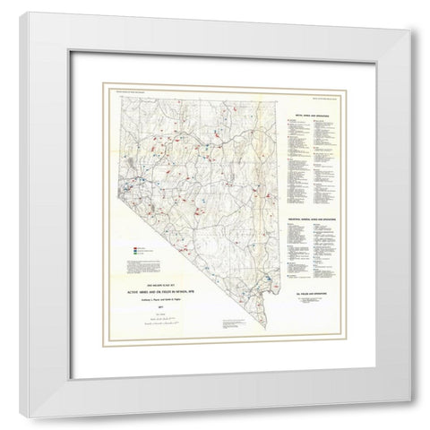 Active Mines Oil Fields Nevada Mines - Payne 1976 White Modern Wood Framed Art Print with Double Matting by Payne