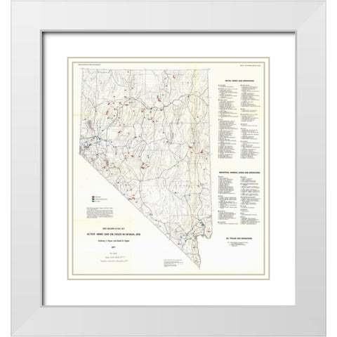 Active Mines Oil Fields Nevada Mines - Payne 1976 White Modern Wood Framed Art Print with Double Matting by Payne