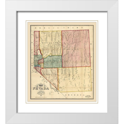 Nevada - Holt 1866  White Modern Wood Framed Art Print with Double Matting by Holt