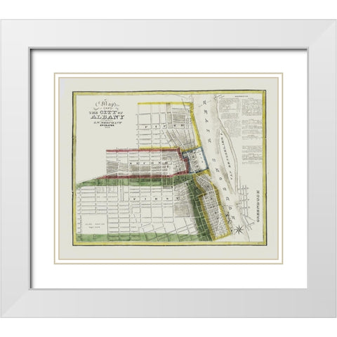 Albany New York - Merchant 1828 White Modern Wood Framed Art Print with Double Matting by Merchant