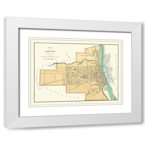 Albany New York - Andrews 1895 White Modern Wood Framed Art Print with Double Matting by Andrews